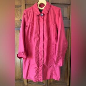 Eddie Bauer medium-weight trench coat, size L, rosey pinky-peach color